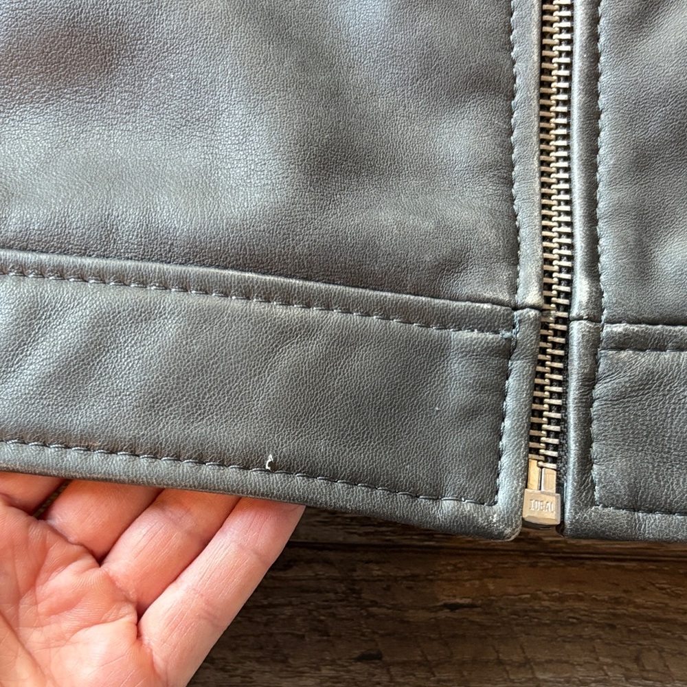 Leather Oversized Bomber Jacket - image 3